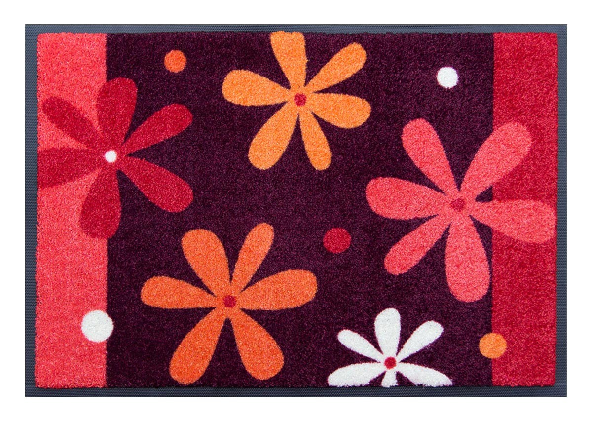 Fußmatte Easy Clean Blumen rot