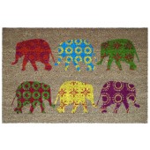 Kokosfußmatte Coco Design Elephants colorful