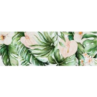 Fußmatte Blätter rosa/grün 65 cm x 180 cm 