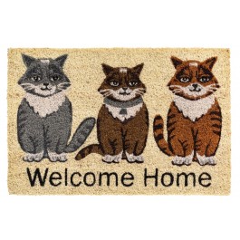 Kokosfußmatte welcome home Katzen