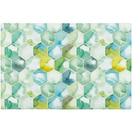 Fußmatte Hexagon blau 50 cm x 75 cm